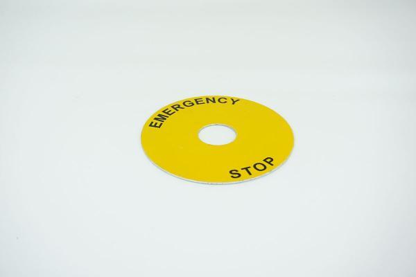 ALUMINUM 90mm EMERGENCY STOP ROUND PLATE