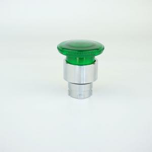 22mm ILLUMINATED GREEN 40mm MUSHROOM CAP MOMENTARY PUSH BUTTON - GOOD FOR INCANDESCENT, NEON AND LEDs