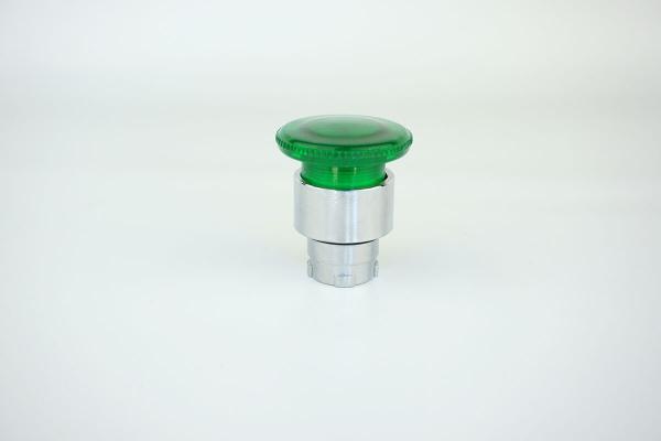 22mm ILLUMINATED GREEN 40mm MUSHROOM CAP MOMENTARY PUSH BUTTON - GOOD FOR INCANDESCENT, NEON AND LEDs